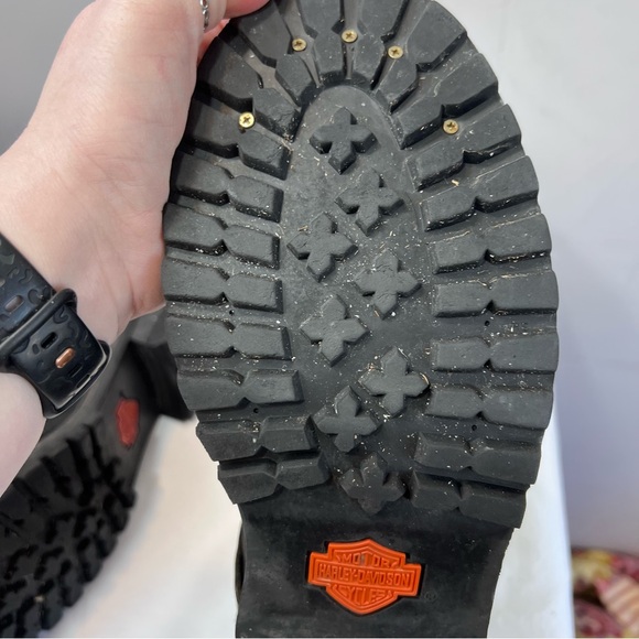 Harley Davidson black leather Faded Glory lace and buckle logger boots size 9.5 - Picture 9 of 10